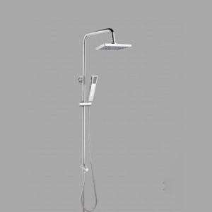 8 Inch Square Shower Head Supplier –  Adjustable round stainless steel rod 9 inch top spray 3 function shower set with hose – Yuanchenmei