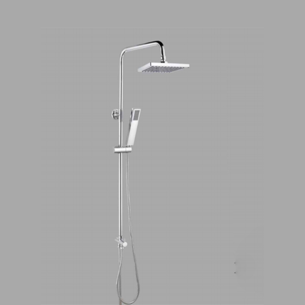 Adjustable round stainless steel rod 9 inch top spray 3 function shower set with hose