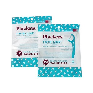 Custom made printing slider zipper flat pouch dental floss packaging bag manufacturer