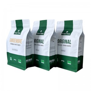Matte finish custom printing quad seal coffee tea pouches resealable stand up flat bottom pouches manufacturers