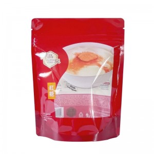 Custom printed resealable stand up food bag with clear irregular shape window manufacturers
