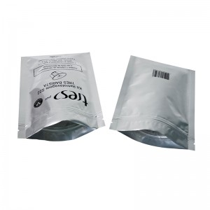 Custom resealable smell proof mylar bags silver three side sealed aluminum foil ziplock bag