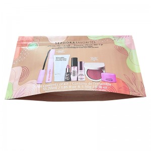 Custom Printed kit cosmetic packaging compostable kraft paper PLA stand up pouch with zipper