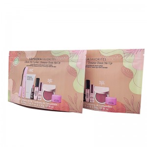 Custom Printed kit cosmetic packaging compostable kraft paper PLA stand up pouch with zipper