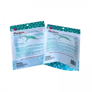 Custom dental floss tooth clean care product packaging bags three side seal bags with sliding zipper