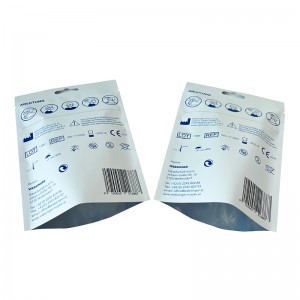 Custom aluminum foil flat pouch three sides seal KN95 medical face mask independent packaging bags