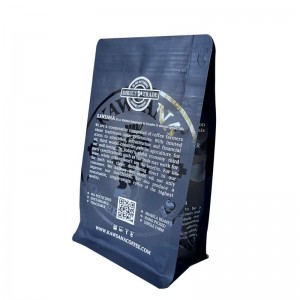 Custom matte black printing spot uv aluminum foil flat bottom bag coffee pouch with valve manufacturers