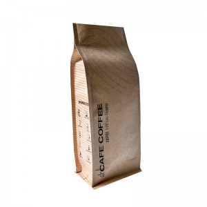 Custom Printed Foil Lined Kraft Paper Side Gusset Flat Bottom Coffee Beans Packaging Bags With One-way valve