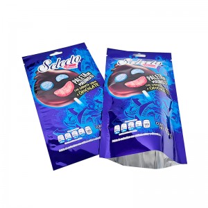 Custom foil lined mylar flat pouch open top snack candy chocolate lollipop three side sealed packaging bags