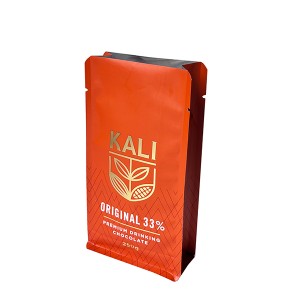 Custom matte printing matte hot stamp 250 gram chocolate coffee bag flat bottom stand up pouch manufacturer