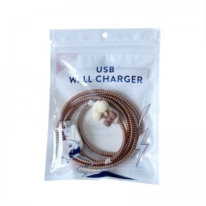 Custom white pearlescent film Yin Yang three side sealed zip lock phone case data line jewelry packaging bag