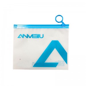 Custom printing logo transparent frosted pull ring zip lock bag PVC EVA zipper bag for clothing packaging