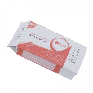 Customized foil lined side gusset plastic packaging pouch for female soft care pad sanitary napkins storage packing bag