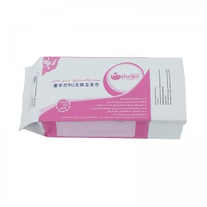 Customized foil lined side gusset plastic packaging pouch for female soft care pad sanitary napkins storage packing bag