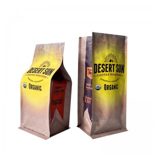 Custom foil Laminated heat sealing flat bottom side gusset stand up pouch coffee packaging bag