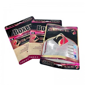 Custom printing foil lining man boxer underwear retail bag three side seal zipper packaging bags