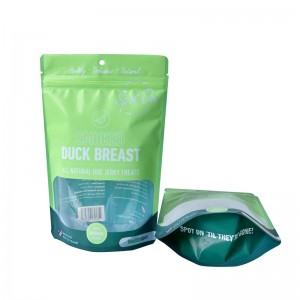 Food pouch manufacturers custom recyclable green stand up packaging pouch with window and resealable zipper