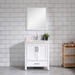30inch Solid Wood Bathroom Vanity With Quartz Countertop