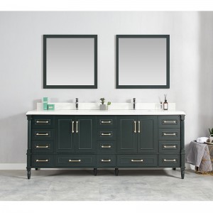 Green Bathroom Vanity Set With Gold Brushed Nickel Handle Double Basin