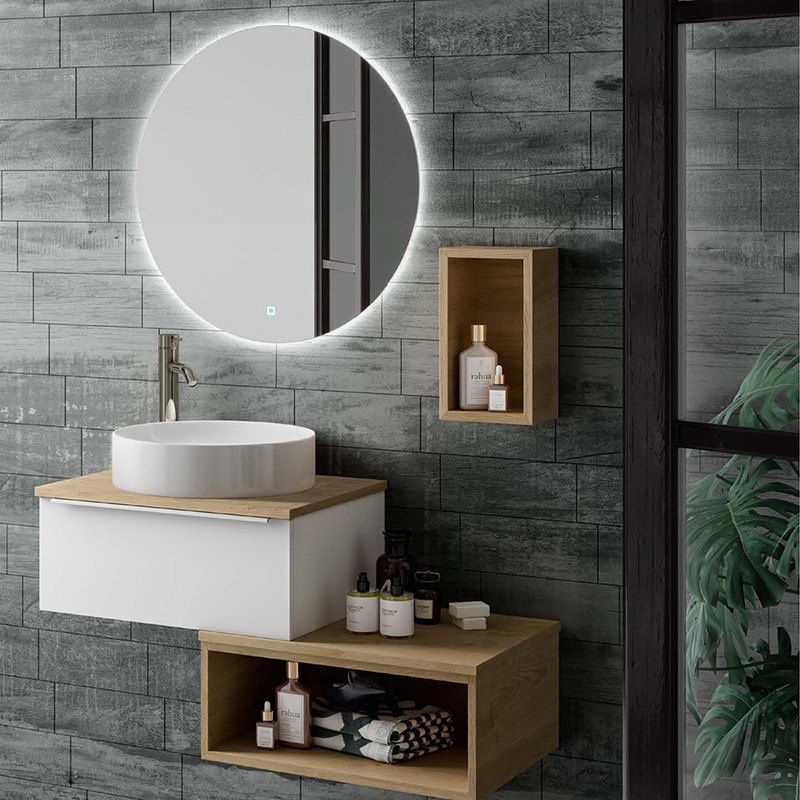 Modern Bathroom Double Cabinet With Wood Grain Color Featured Image