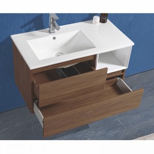 Modern Pvc And Plywood Bathroom Cabinet With Wood Grain Color Drawers