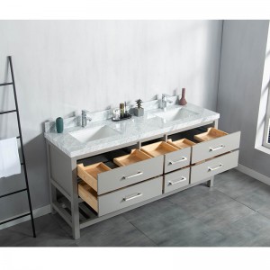 Modern Solid Wood Bathroom Cabinet 72inch