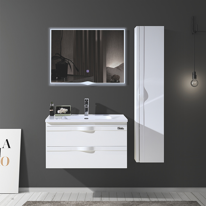 White Modern PVC Bathroom Cabinet And Large Storage Side Cabinet Featured Image