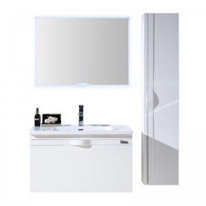 White Modern PVC Bathroom Cabinet And Large Storage Side Cabinet