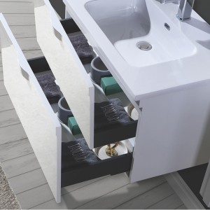 White Modern PVC Bathroom Cabinet And Large Storage Side Cabinet