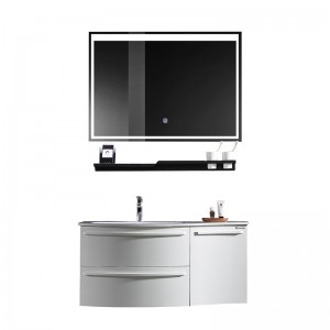 White Modern Pvc Bathroom Cabinet With Acrylic Basin