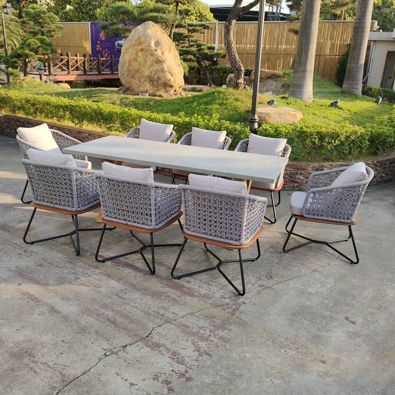 Outdoor Rectangular Dining Table Set with, Ideal for Patio and Indoors
