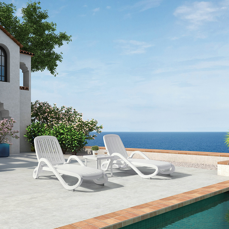 sun lounger Outdoor Plastic Sun Lounger Beach Chair White