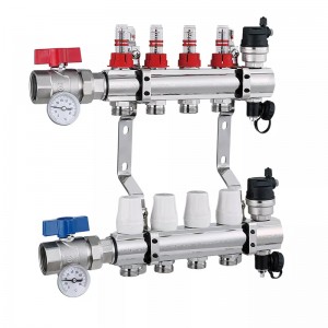 China wholesale 4 Zone Underfloor Heating Manifold Manufacturer - Hydraulic Heating Water Stainless Steel Manifold With Ball Valve Flowmeter 2 To 12 Circuits For Connect Various Heating Pipes R...