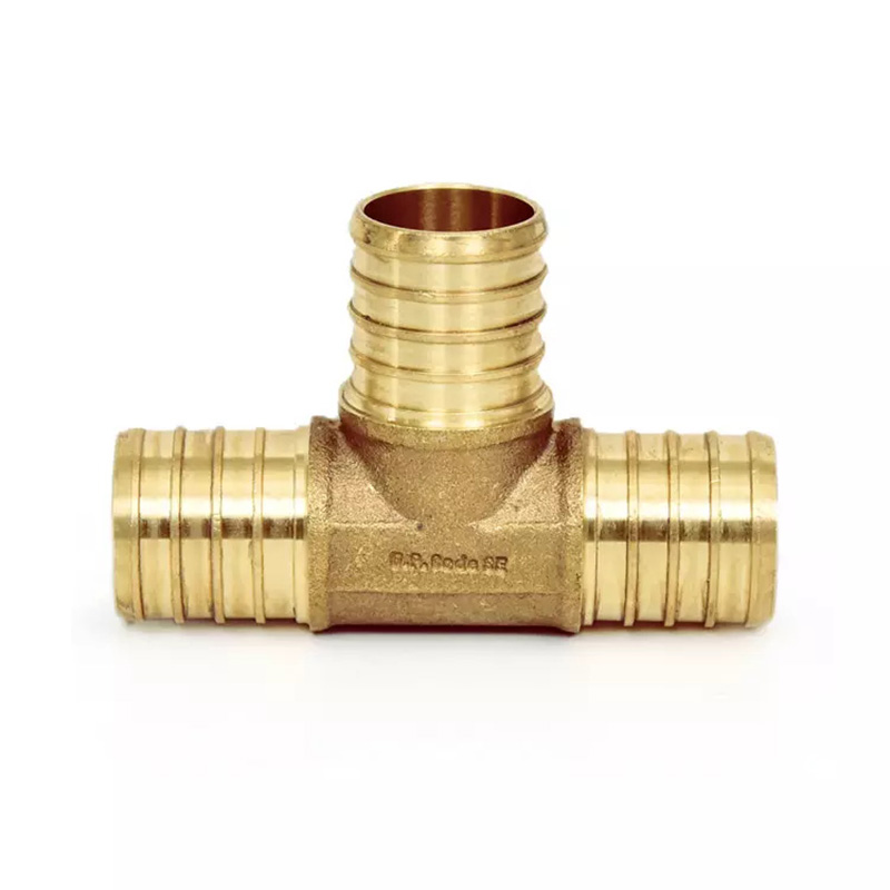 ASTM F1807 Push Connect Equal Tee Brass Crimp Fitting Plumbing Lead Free Pex Fittings