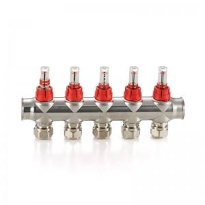 China wholesale Pex Radiant Heat Manifold Factory - High-quality 5 Ports Stainless Steel Under Floor Heating Radiant Manifold Pex Manifold Water Separator With Flow Meters – Peifeng