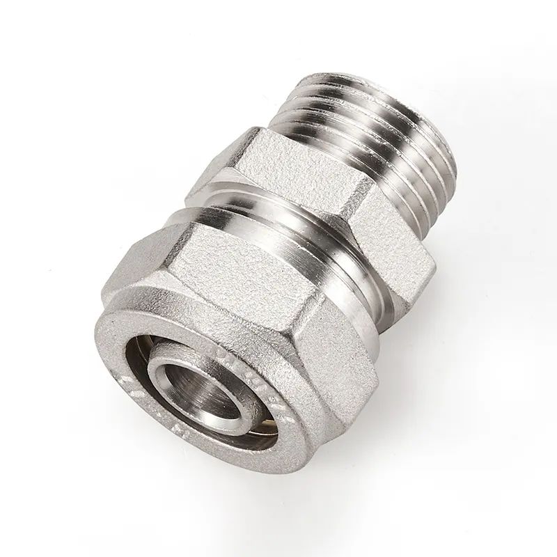Wholesale Straight nickel plated Male tube Coupling Connector brass Compression fitting for Pex-Al-Pex Pipes