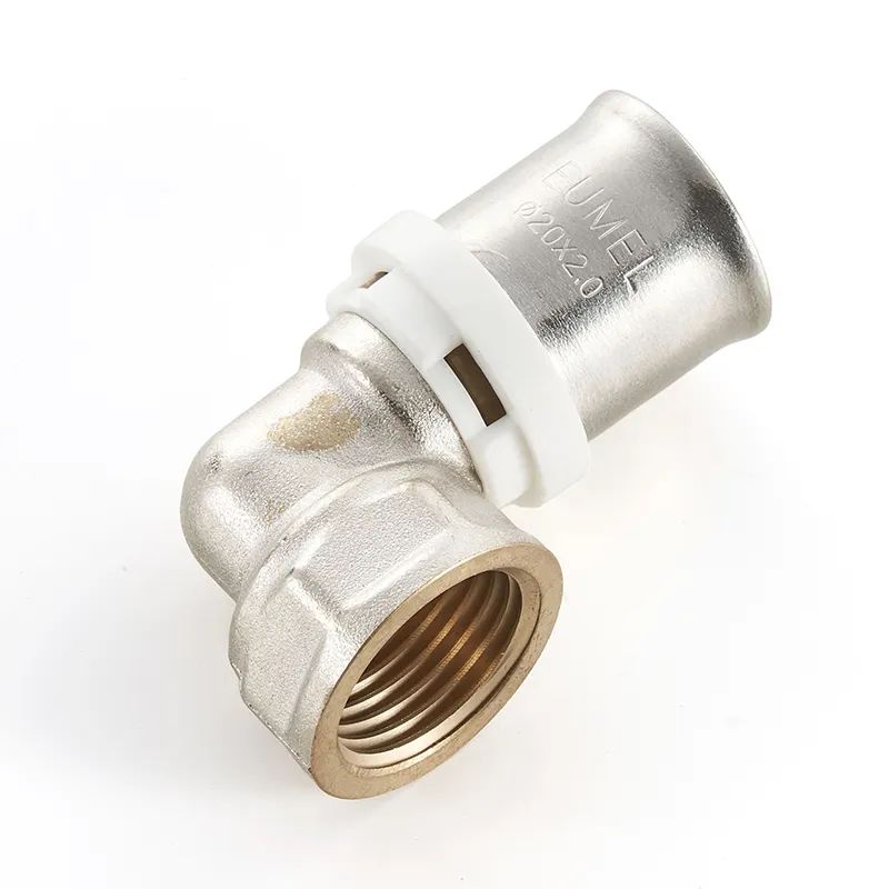 Superior Quality Brass Stainless Steel Plumbing Press Pipe Fitting Female Thread Elbow for Pex and Floor Heating Pipe