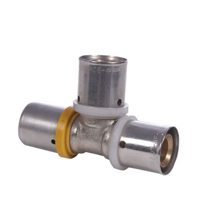 Factory Direct Sales Brass press pipe fitting brass reducing tee connector fittings for Pex-Al-Pex Pipes