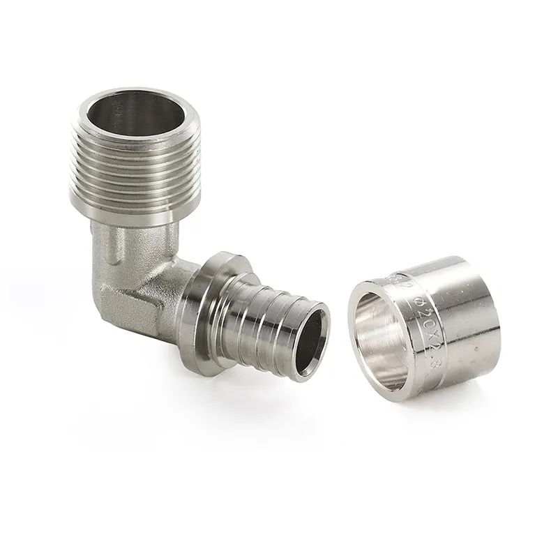 Full Copper Sliding Fittings 90 Degree Right Angle Male Elbow For Aluminium-plastic Pipes Underfloor Heating Pipe Fittings