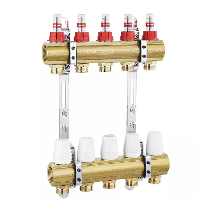 Water Flow Meter for Floor Heating System Customizable Brass Water Manifold with Spot Supply for 2-12 Ways