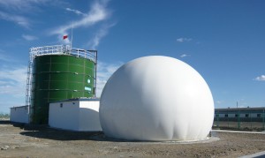 Long lifetime double membrane biogas holder