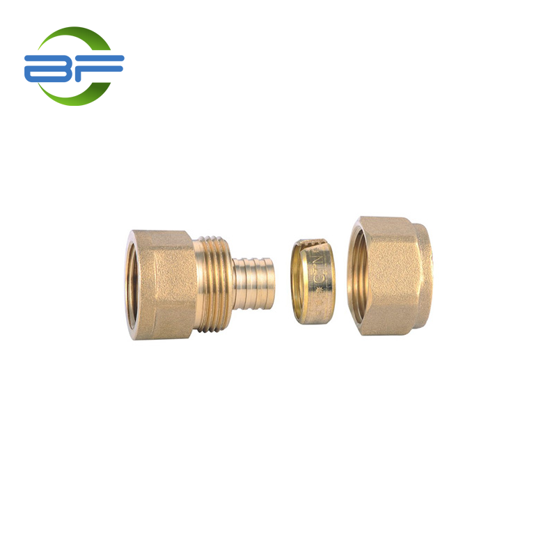 BF202 BRASS STRAIGHT FEMALE COUPLER FITTING FOR PEX PIPE