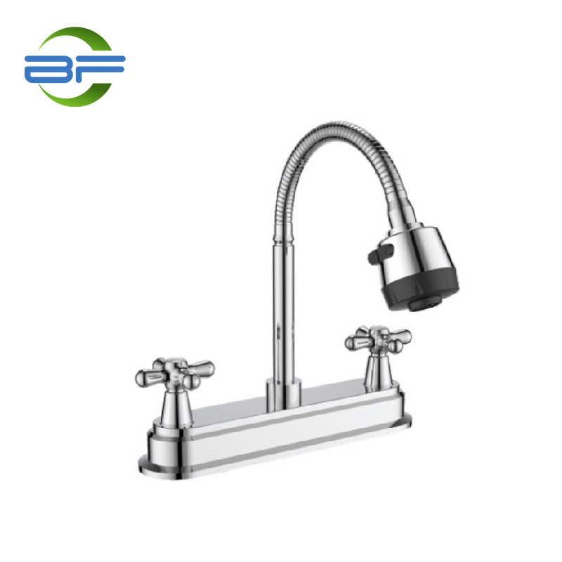 Best DECK MOUNTED Shower MIXER Exporter –  BM870 Plastic 8 Inch Deck Mounted Kitchen Faucet With Two Handles – Yehui