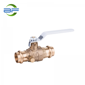 OEM High Quality Brass Angle Valve with filter Manufacturer –  BV009 BRASS PRESS BALL VALVE LEVEL HANDLE WITH DRAIN – Yehui