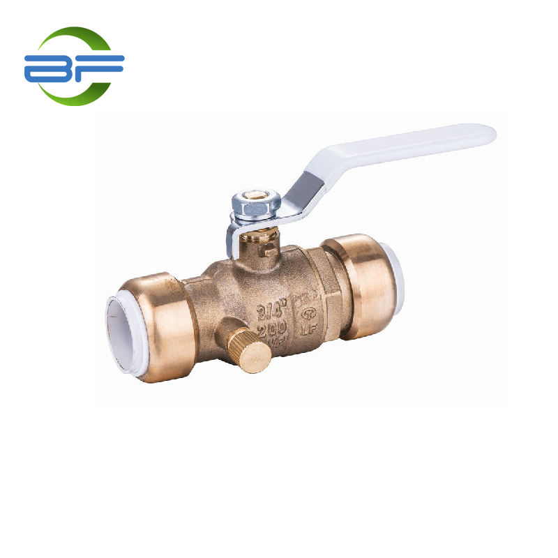 PPV011 BRASS PUSH FIT BALL VALVE WITH DRAIN