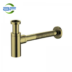 PT102 ROUND BRASS BOTTLE TRAP WITH CORRUGATED PIPE