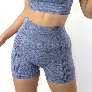 Processing OEM seamless knitting yoga short sleeve shorts suit high waist buttocks quick-drying fitness sports suit women