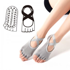 Generation processing OEM cotton yoga socks female silicone breathable cross belt open toe backless practice socks