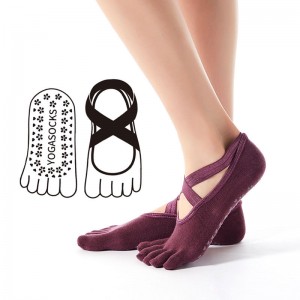 Generation processing and OEM new cross-tie combed cotton ladies yoga socks five-finger socks fitness floor socks