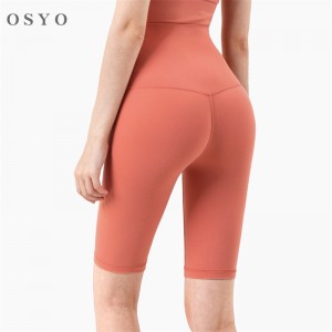 202 New European And American High Waist Slim Yoga Pants One-Piece Tight Peach Hip Sports Fitness Pants Five Points